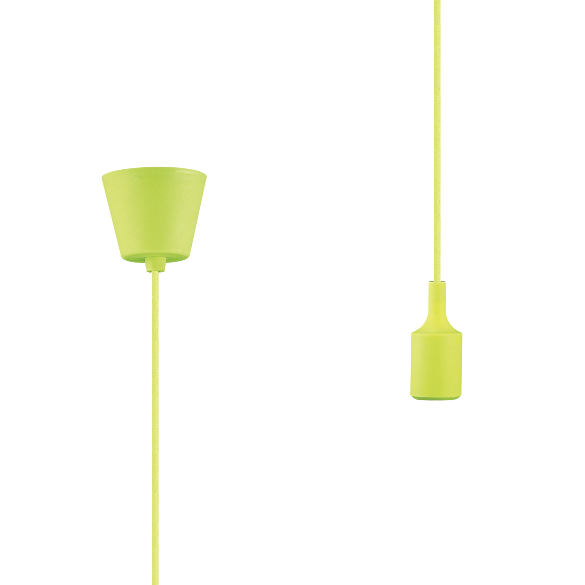 D0166  Dreifa 1.5m Single Pendant, 1 x E27, Green, 9cm Plastic Base and Silicon Lampholder Cover